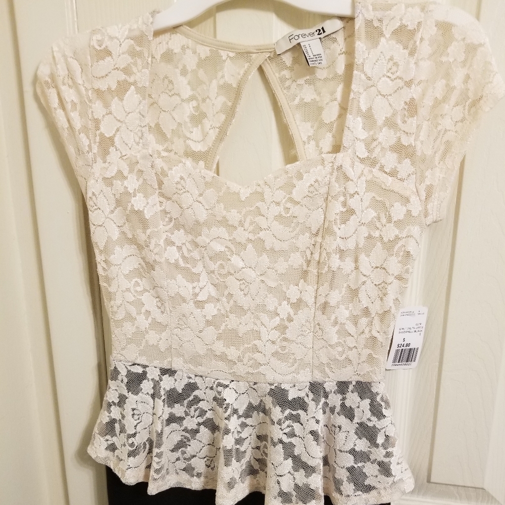 Peplum beige and black dress